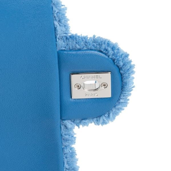 Pre-owned Chanel Medium Quilted Terry Cloth Coco Beach Flap Blue