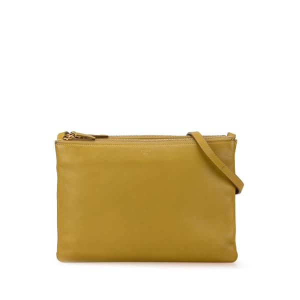 Pre-owned Celine Large Lambskin Trio Crossbody Yellow