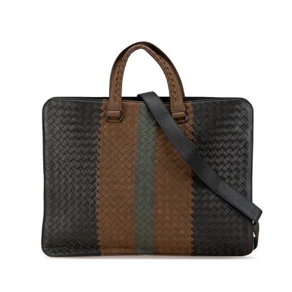 Pre-owned Bottega Veneta Nappa Intrecciato Club Fume Briefcase Brown