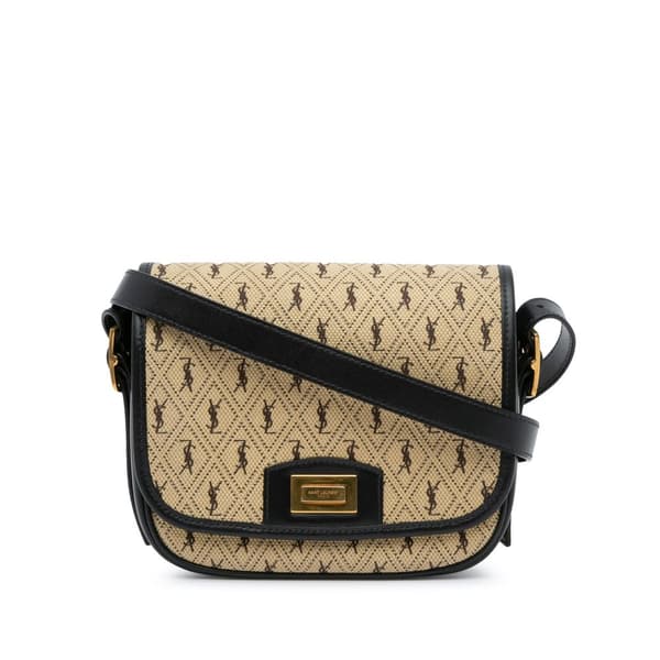 Pre-owned Saint Laurent Small Canvas Monogram All Over Crossbody Brown