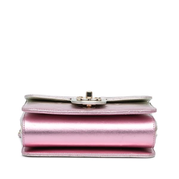 Pre-owned Chanel Mini Metallic Lambskin Like a Wallet Flap Bag Pink