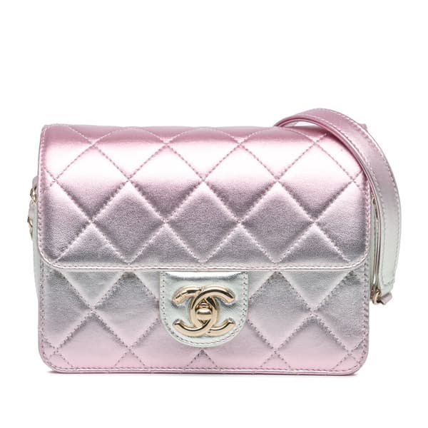 Pre-owned Chanel Mini Metallic Lambskin Like a Wallet Flap Bag Pink