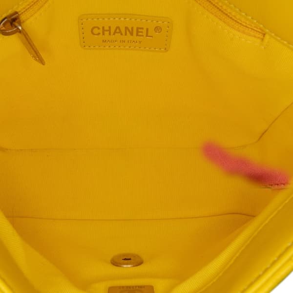 Pre-owned Chanel Small Quilted Lambskin Candy Chain Flap Yellow