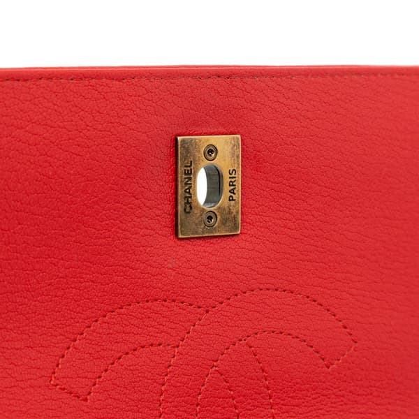 Pre-owned Chanel Small Diagonal Quilted Goatskin Flap Red