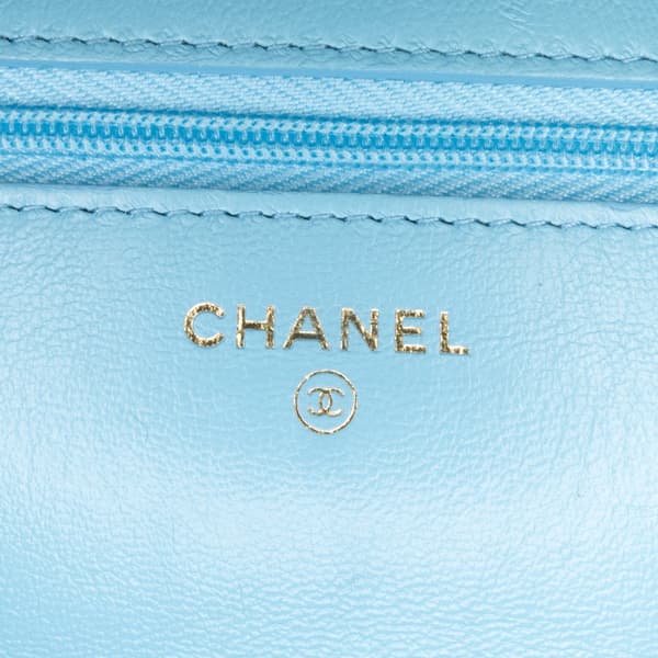 Pre-owned Chanel Quilted Lambskin Candy Chain Wallet on Chain Blue