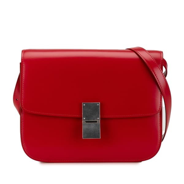 Pre-owned Celine Medium Calfskin Classic Box Red