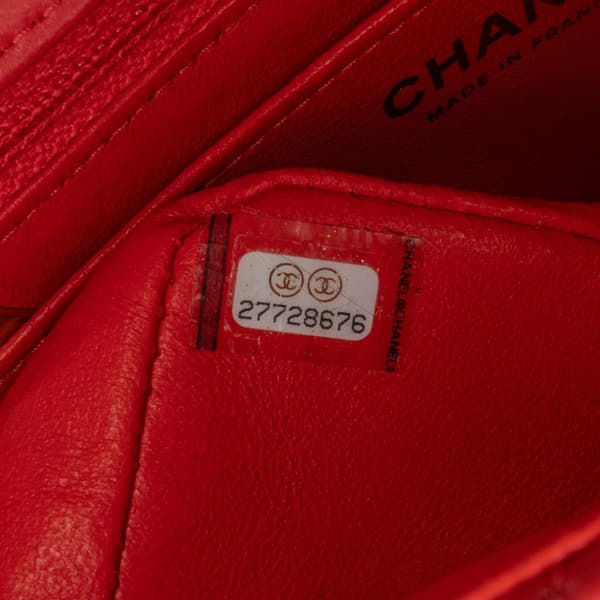 Pre-owned Chanel Mini Rectangular Classic Lambskin Single Flap Red