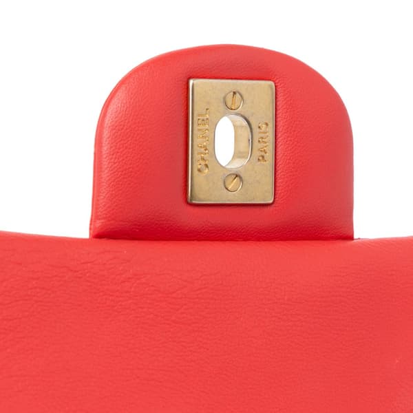 Pre-owned Chanel Mini Rectangular Classic Lambskin Single Flap Red