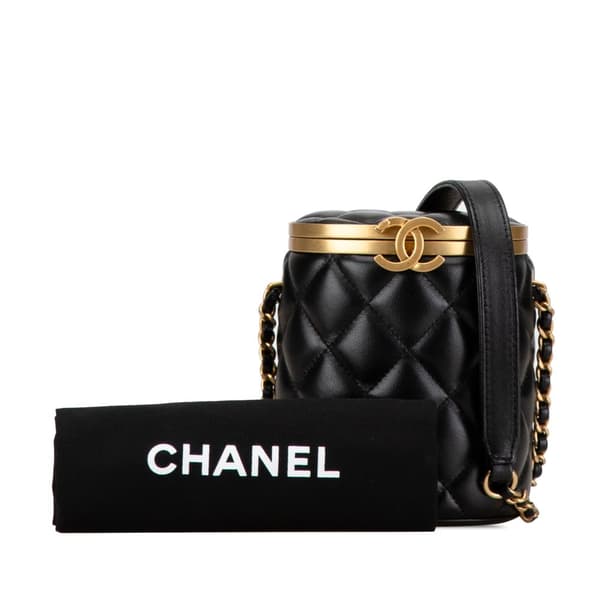 Pre-owned Chanel Mini Lambskin Crown Box Bag Black
