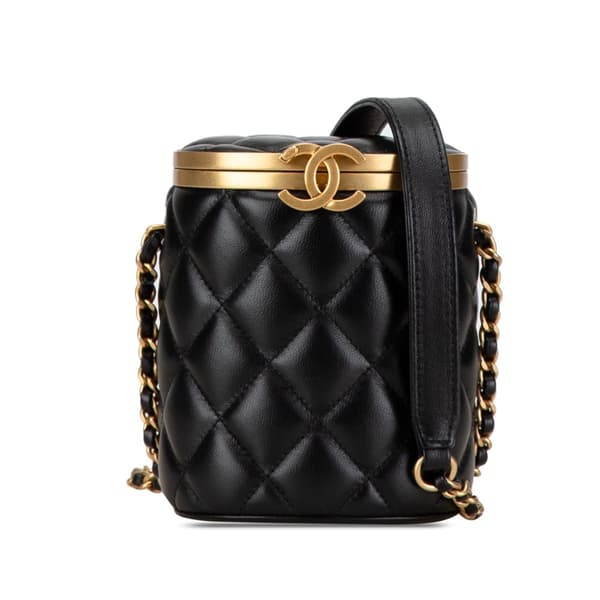 Pre-owned Chanel Mini Lambskin Crown Box Bag Black