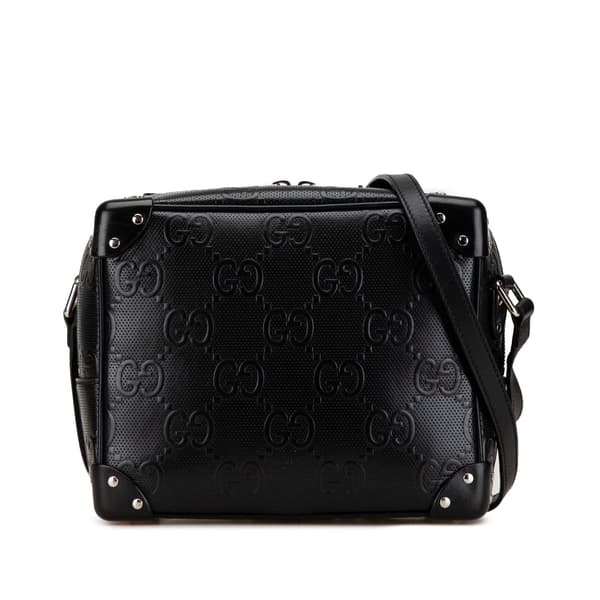Pre-owned Gucci GG Embossed Leather Crossbody Black