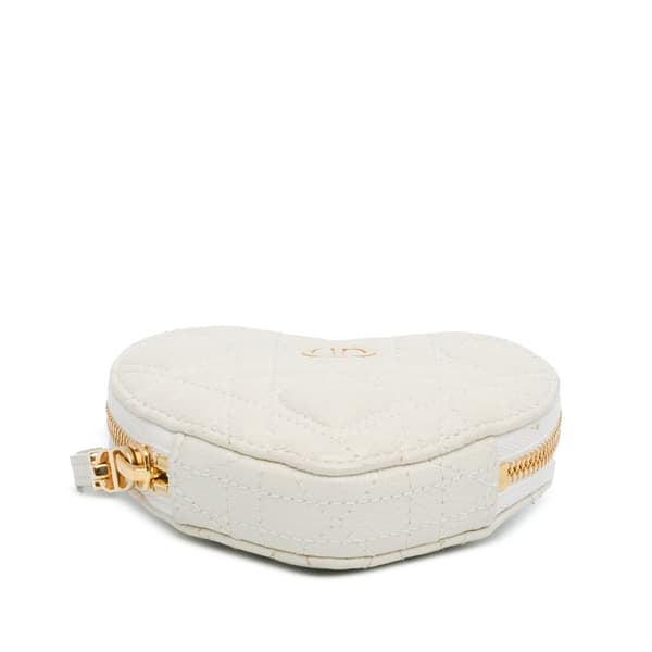 Pre-owned Dior DiorAmour Caro Heart Pouch with Chain White