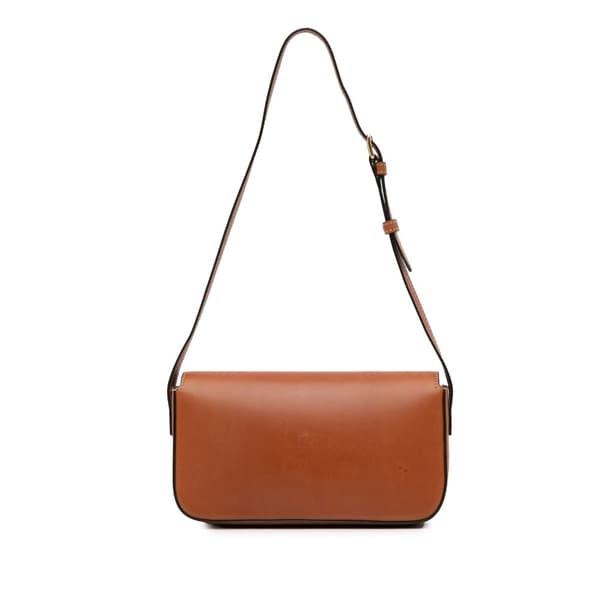 Pre-owned Celine Leather Triomphe Claude Shoulder Bag Brown