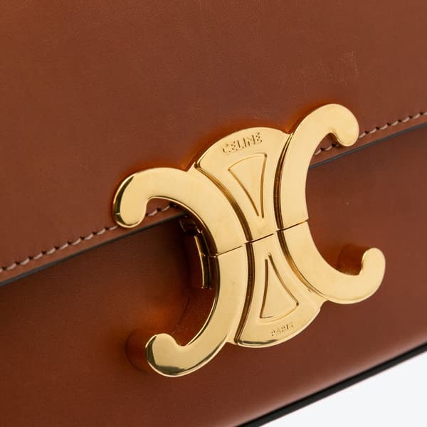 Pre-owned Celine Leather Triomphe Claude Shoulder Bag Brown