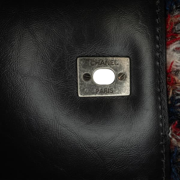 Pre-owned Chanel CC Tweed and Shearling Single Flap Multi