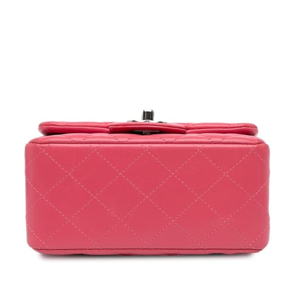 Pre-owned Chanel Mini Square Classic Lambskin Single Flap Pink