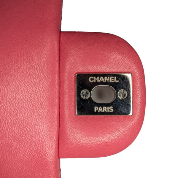 Pre-owned Chanel Mini Square Classic Lambskin Single Flap Pink