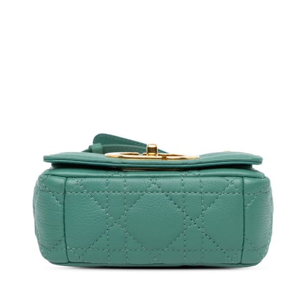 Pre-owned Dior Micro Calfskin Cannage Supple Caro Bag Green