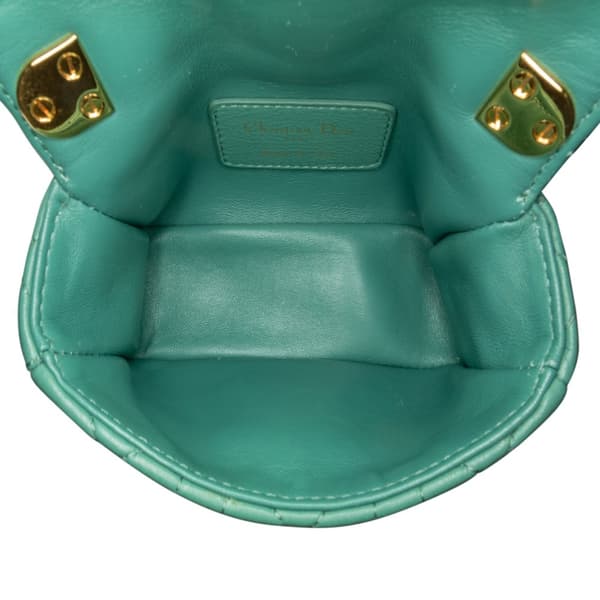 Pre-owned Dior Micro Calfskin Cannage Supple Caro Bag Green
