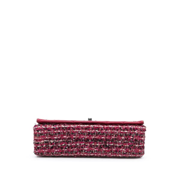Pre-owned Chanel CC Lambskin and Tweed Flap Red