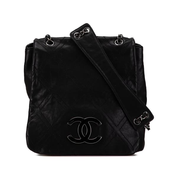 Pre-owned Chanel Quilted Calfskin Double Stitch Crossbody Black