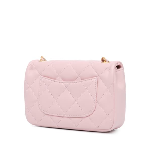 Pre-owned Chanel Mini Quilted Lambskin Heart Charms Flap Pink