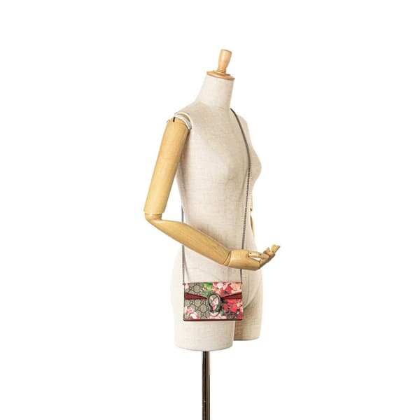 Pre-owned Gucci Super Mini GG Supreme Blooms Dionysus Crossbody Brown