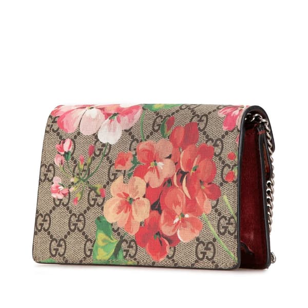 Pre-owned Gucci Super Mini GG Supreme Blooms Dionysus Crossbody Brown