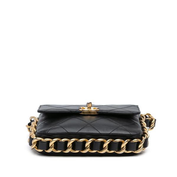 Pre-owned Chanel Small Quilted Calfskin Framing Chain Flap Black