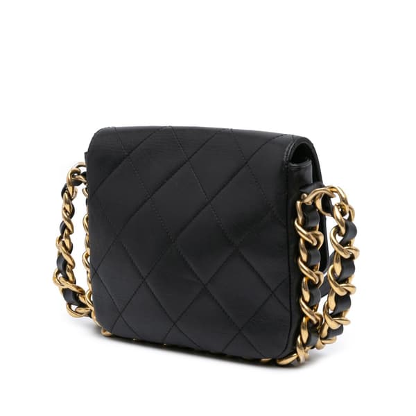 Pre-owned Chanel Small Quilted Calfskin Framing Chain Flap Black