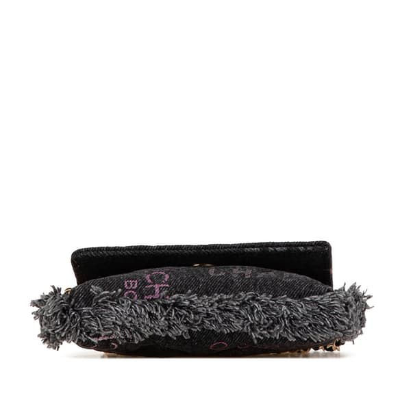 Pre-owned Chanel Fringe Denim Mood Clutch with Chain Black