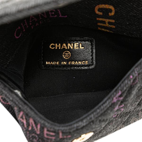 Pre-owned Chanel Fringe Denim Mood Clutch with Chain Black