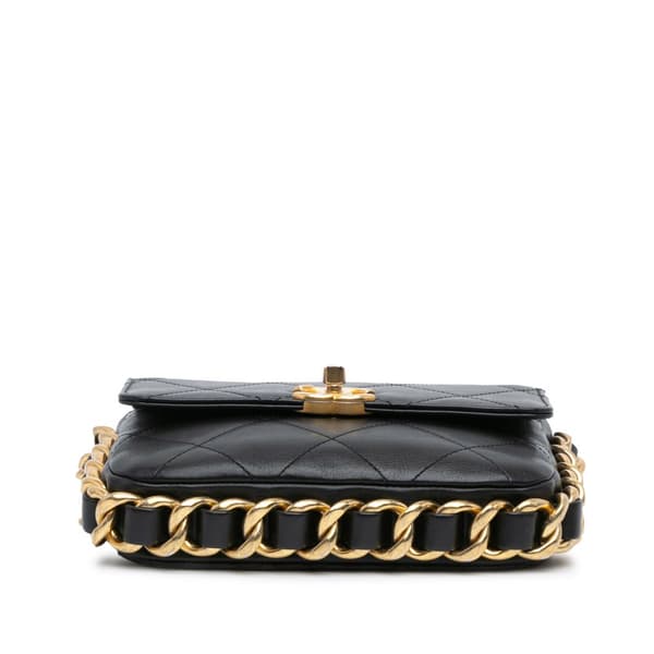 Pre-owned Chanel Small Quilted Calfskin Framing Chain Flap Black