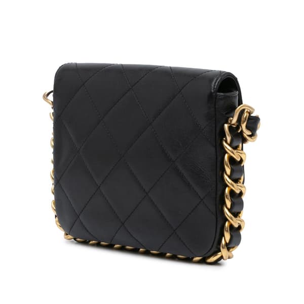 Pre-owned Chanel Small Quilted Calfskin Framing Chain Flap Black