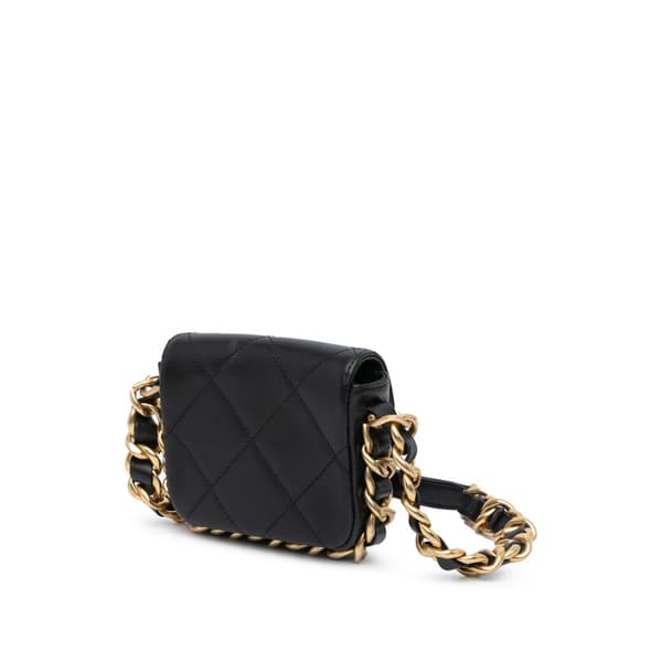 Pre-owned Chanel Mini Quilted Calfskin Framing Chain Flap Black