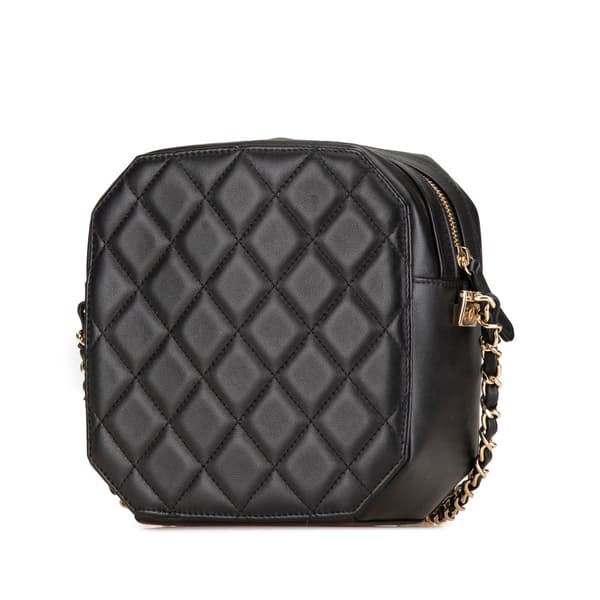 Pre-owned Chanel CC Quilted Lambskin Octagon Camera Case Black