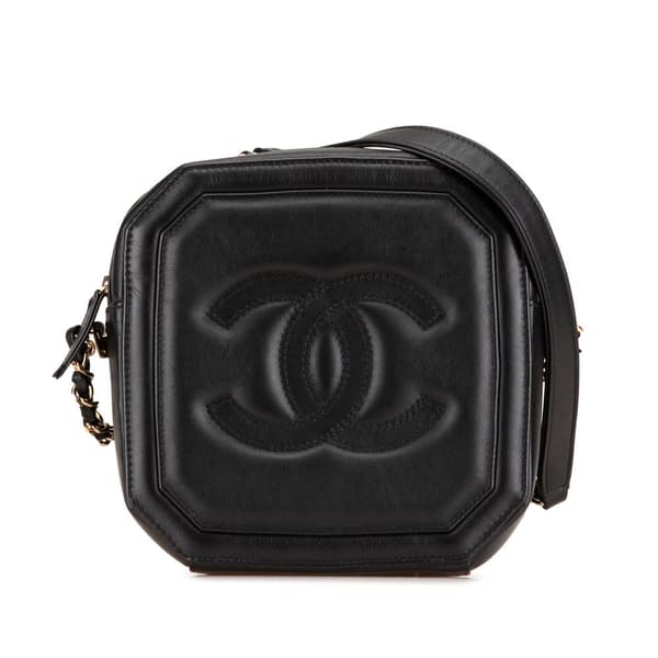 Pre-owned Chanel CC Quilted Lambskin Octagon Camera Case Black