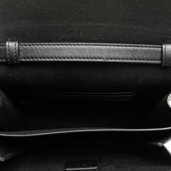 Pre-owned Fendi Leather Crystal Fab Crossbody Black