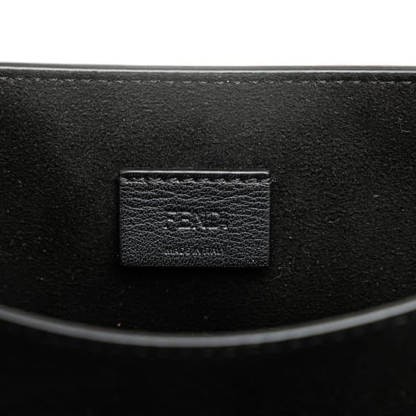 Pre-owned Fendi Leather Crystal Fab Crossbody Black