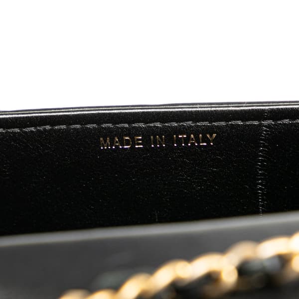 Pre-owned Chanel Calfskin CC Chevron Medal Envelope Vertical Clutch With Chain Black