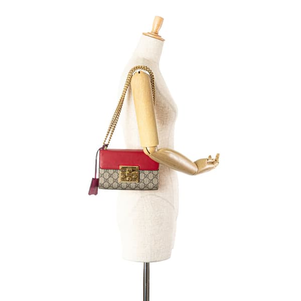 Pre-owned Gucci Small GG Supreme Padlock Crossbody Brown
