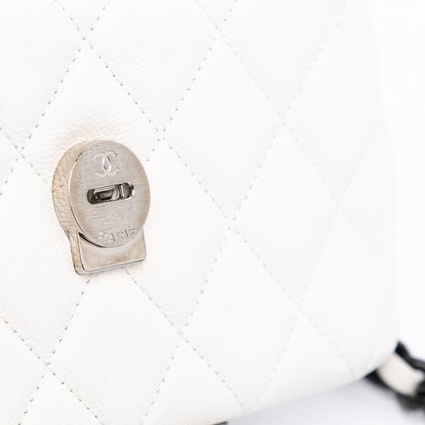 Pre-owned Chanel Small Quilted Caviar My Everything Flap White