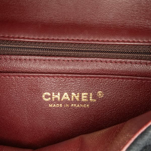 Pre-owned Chanel Mini Rectangular Felt Paris-Hamburg Charms Flap Black