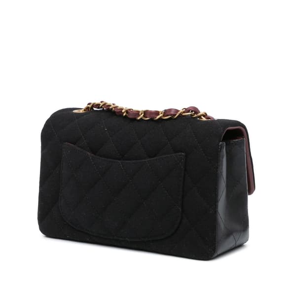 Pre-owned Chanel Mini Rectangular Felt Paris-Hamburg Charms Flap Black