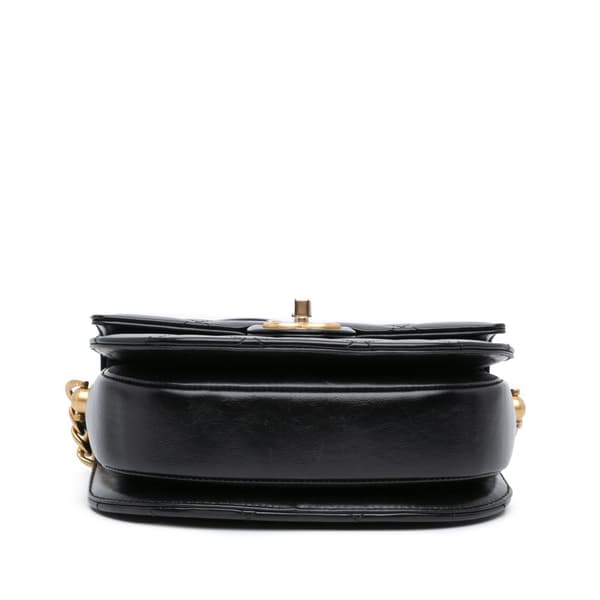 Pre-owned Chanel CC Quilted Calfskin Round Moon Messenger Flap Black