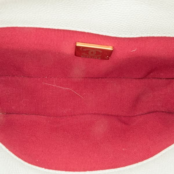 Pre-owned Chanel CC Quilted Caviar Flap Crossbody White
