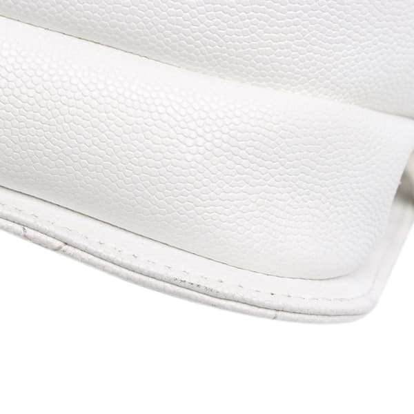Pre-owned Chanel CC Quilted Caviar Flap Crossbody White