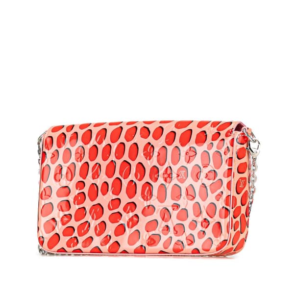 Pre-owned Louis Vuitton Monogram Vernis Jungle Dots Pochette Felicie Pink