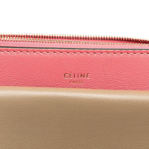 Pre-owned Celine Tricolor Leather Pocket Envelope Zip Crossbody Pink