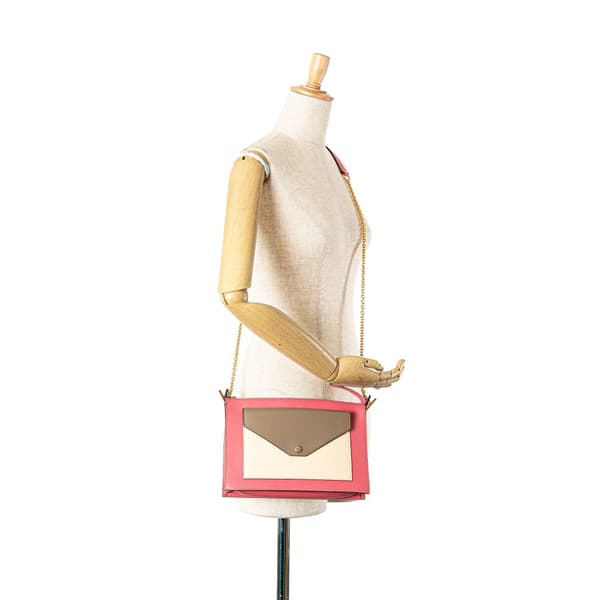 Pre-owned Celine Tricolor Leather Pocket Envelope Zip Crossbody Pink